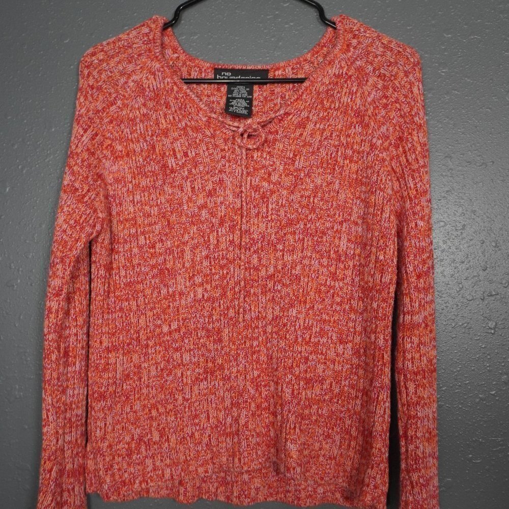 No Boundaries Womens Orange Pink Knit Long Sleeve Sweater Size Junior XL
